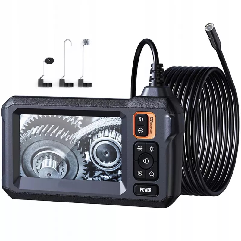 MANTA DARBNĪCAS INSPEKCIJAS KAMERA ENDOSKOPS 5M FULL HD LCD IPS MOTORU Caurulēm