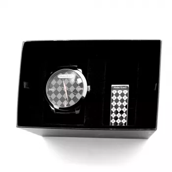 MARC ECKO Vīriešu Nerūsējošā tērauda pulkstenis E11591G1 - 45mm Kvarca analogs melns ciparnīca sudraba aproce