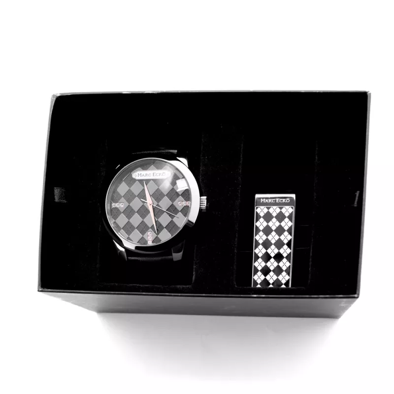MARC ECKO Vīriešu Nerūsējošā tērauda pulkstenis E11591G1 - 45mm Kvarca analogs melns ciparnīca sudraba aproce
