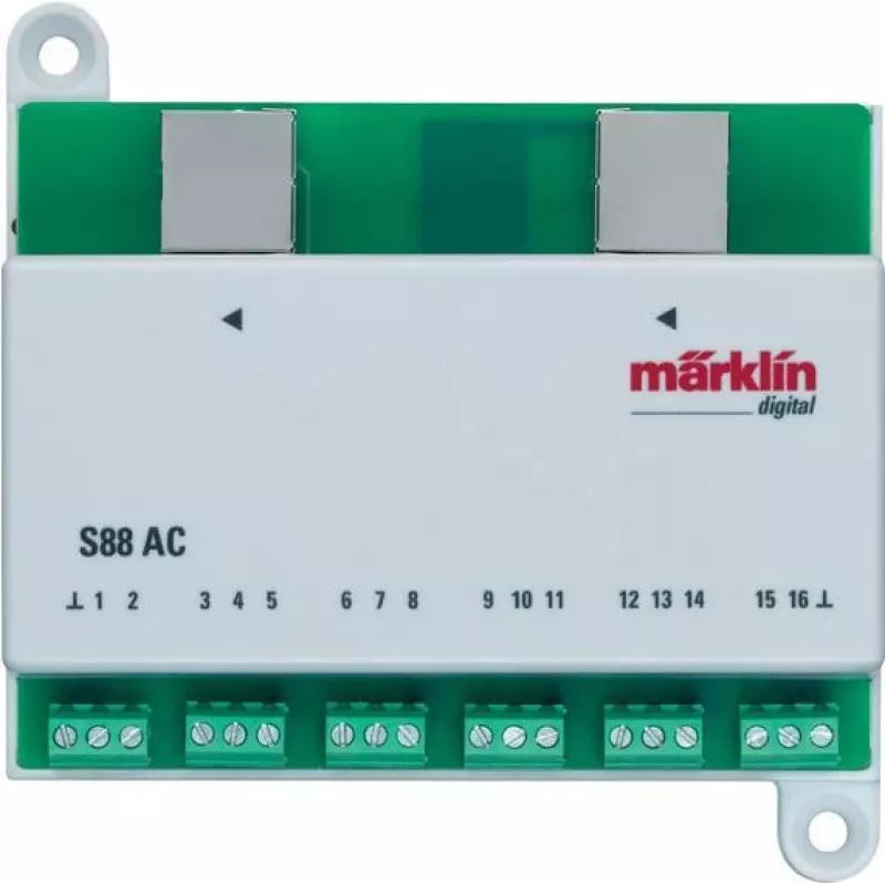 Märklin 60881 s88 digitālais atgriezeniskās saites modulis 16 kontaktu ieejām – zaļš/balts