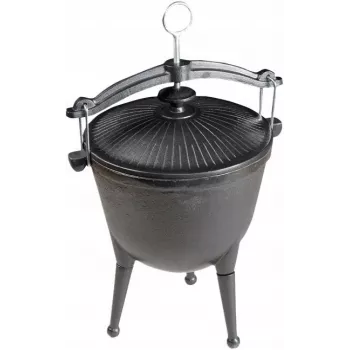 MASTER GRILL Čuguna Medību Katls MG629 – 8L, Iesezonēts, Piemērots Ugunskuram un Gatavošanai Brīvā Dabā