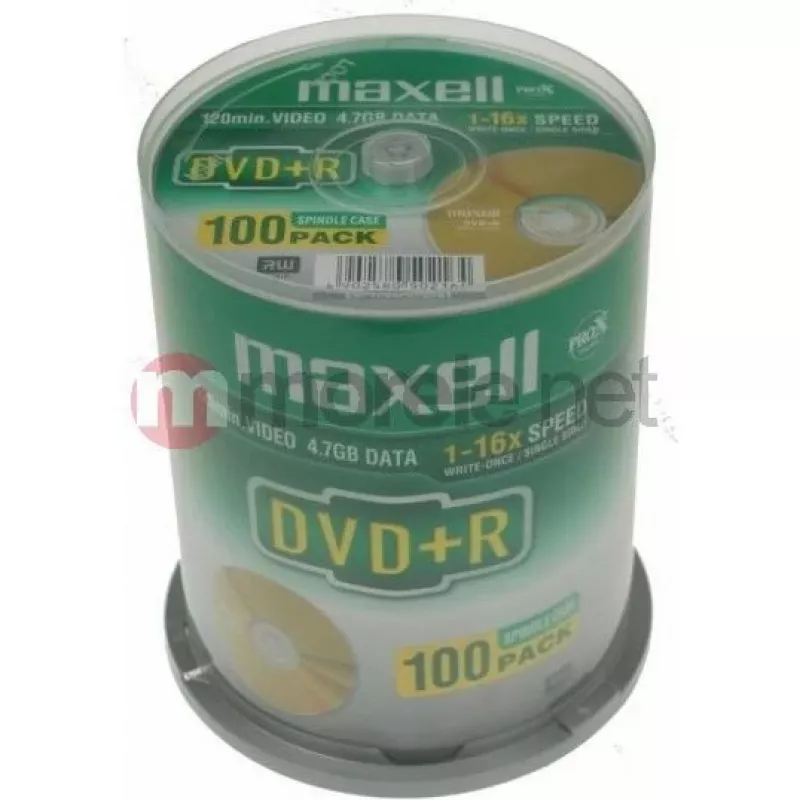 Maxell DVD+R 4.7 GB 16x 100 diski vārpstas kastē