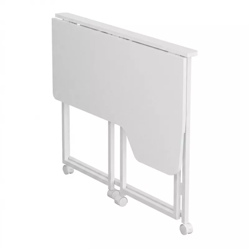 MCN Maclean salokāms galds L-veida balts 100x65 cm mobilais ar bloķējamiem riteņiem MC-1250 L/W