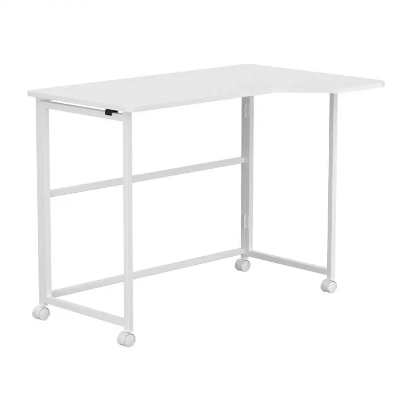 MCN Maclean salokāms galds L-veida balts 100x65 cm mobilais ar bloķējamiem riteņiem MC-1250 L/W
