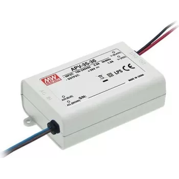 MEAN WELL APV-35-24 36W 24V pastāvīga sprieguma LED draiveris, 90-264V maiņstrāvas ieeja, pasīvā dzesēšana, balts