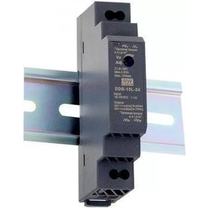 MEAN WELL DDR-15L-12 DIN sliedes līdzstrāvas-līdzstrāvas pārveidotājs 15W 12V 1.25A