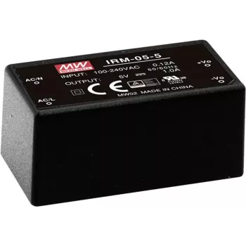 MEAN WELL IRM-05-5 5W AC-DC barošanas modulis, 5V 1A, PCB montāža, melns
