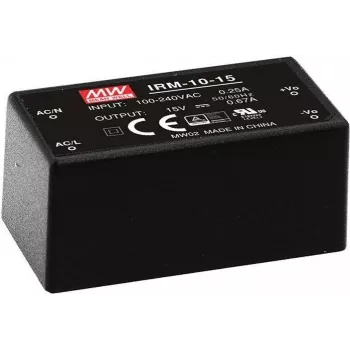 MEAN WELL IRM-10-24 - 10 W - 85 - 264 V - ITE EN/UL/IEC 60950 - Melns - 25,4 mm - 45,7 mm