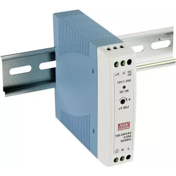 MEAN WELL MDR-20-15 DIN sliedes barošanas bloks 15V DC 1.34A 20W