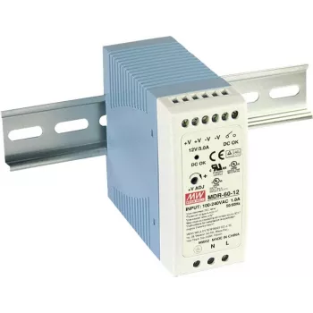 MEAN WELL MDR-60-12 DIN sliedes barošanas bloks 12V DC 5A 60W