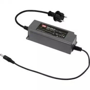 MEAN WELL OWA-60E-12 60W 12V 5A IP67 noslēgts barošanas bloks ar AC kontaktdakšu un DC kabeli