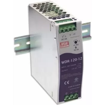 MEAN WELL WDR-120-24 DIN sliedes barošanas bloks 120W 24V 5A Industriāls metāla