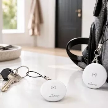 MEDIARANGE MRMA140 Smart Tracker 2-Pack – Bluetooth 5.2 Item Locator ar Apple Find My, IP67, 12 mēnešu baterija