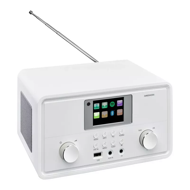 MEDION MD 88069 Interneta radio ar DAB+, FM, Bluetooth un Wi-Fi, balts