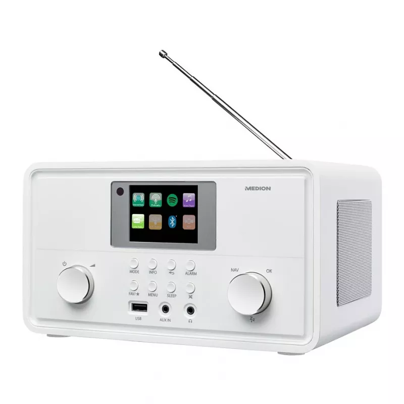 MEDION MD 88069 Interneta radio ar DAB+, FM, Bluetooth un Wi-Fi, balts
