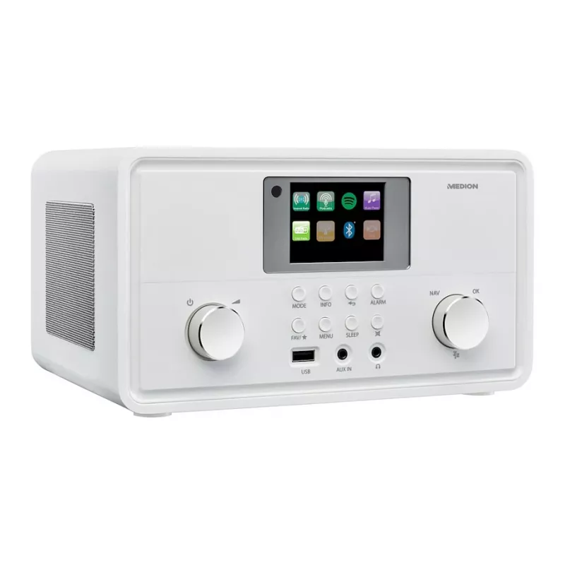 MEDION MD 88069 Interneta radio ar DAB+, FM, Bluetooth un Wi-Fi, balts