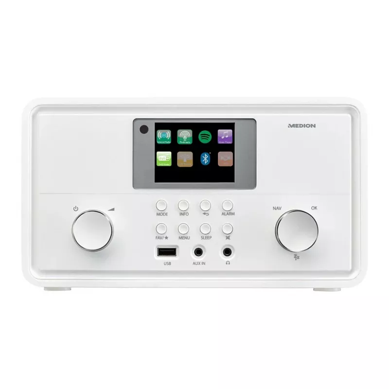 MEDION MD 88069 Interneta radio ar DAB+, FM, Bluetooth un Wi-Fi, balts