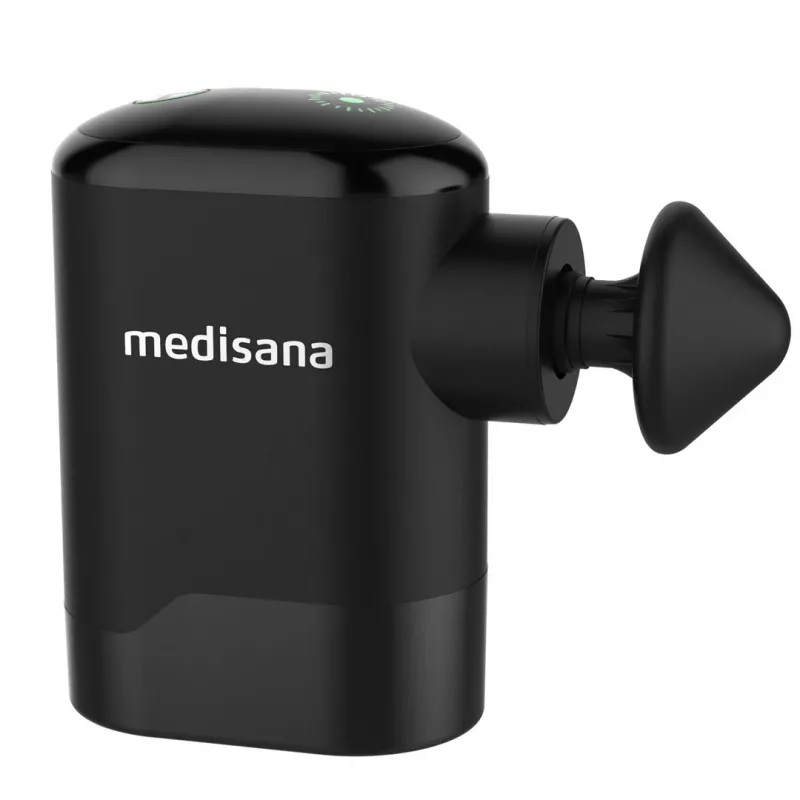 Medisana MG 120 Kabatas Masāžas Pistole Perkusijas Masieris ar 4 Uzgaļiem, USB-C Uzlādējams, 4 Intensitātes Līmeņi, Kompakts Ceļojuma Izmērs