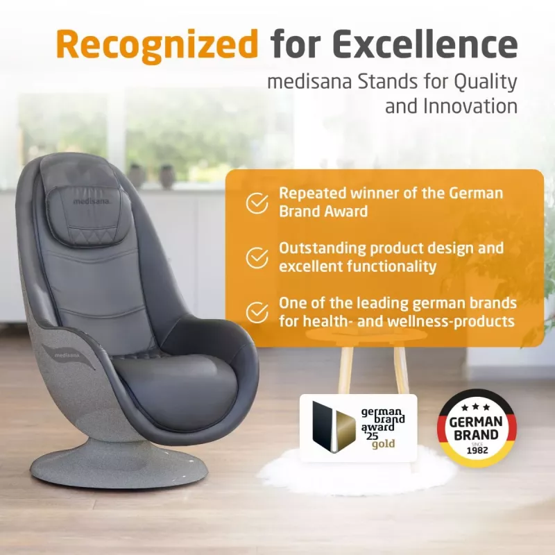 MEDISANA RS 670 Lounge Chair Shiatsu masāžas krēsls ar siltumu un vibrāciju, melns/antracīts