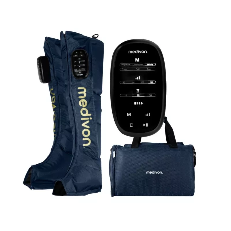 Medivon Compression Massager Aeria - Kāju un pēdu gaisa kompresijas masieris ar siltumu, 3 režīmi, 3 intensitātes, bezvadu tālvadība
