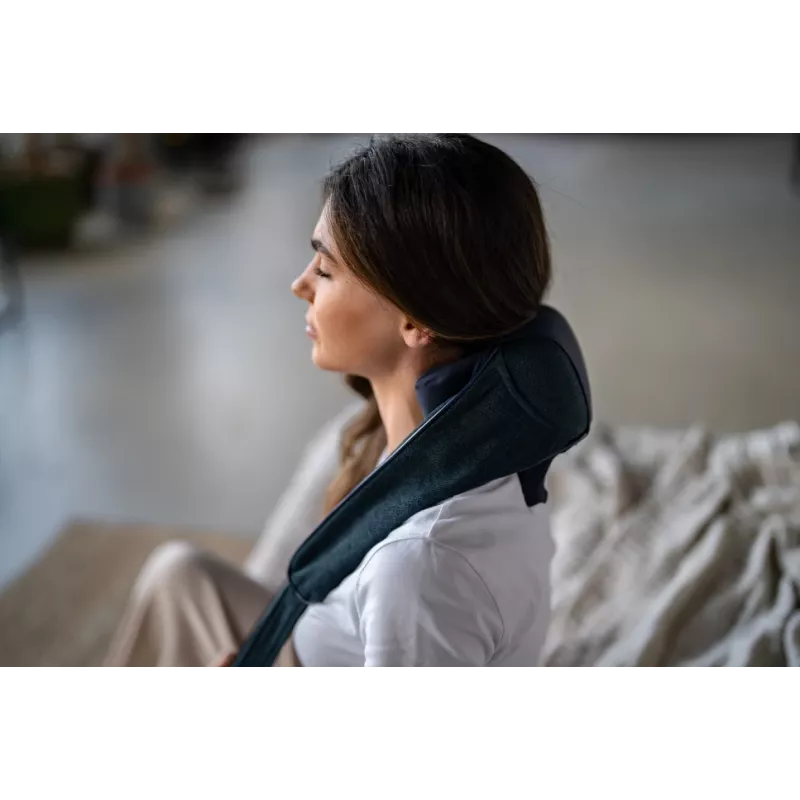 Medivon Hyperion Collar Shiatsu kakla un plecu masieris ar siltumu, 8 masāžas galviņas, 3 intensitātes līmeņi, melns/pelēks