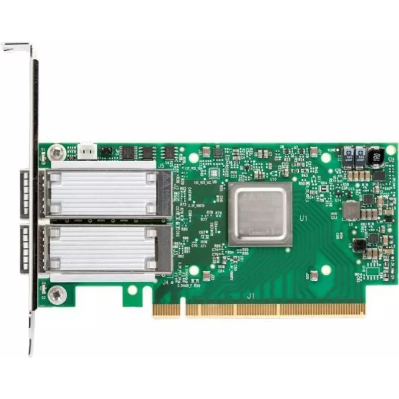 Mellanox NVIDIA ConnectX-5 EN MCX516A-CDAT tīkla adapteris - 100GbE divu portu QSFP28 PCIe 4.0 x16 pilna augstuma kronšteins melns