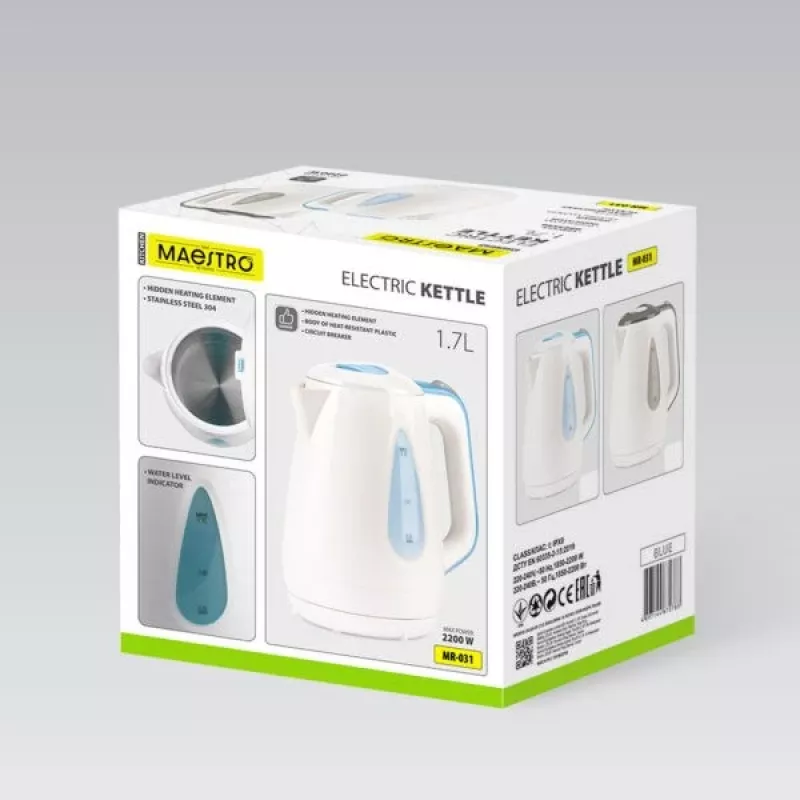 MEO MAESTRO Elektriskā tējkanna 1.7L 2200W Zila MR-031-BLUE