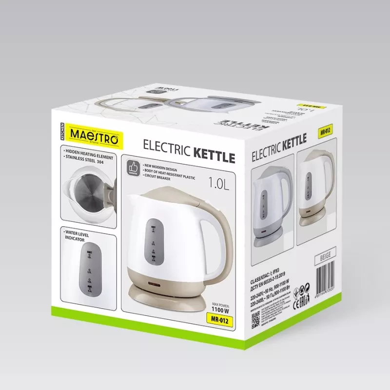 MEO MR-012-GREY MAESTRO Elektriskā Tējkanna 1L 1100W Pelēka