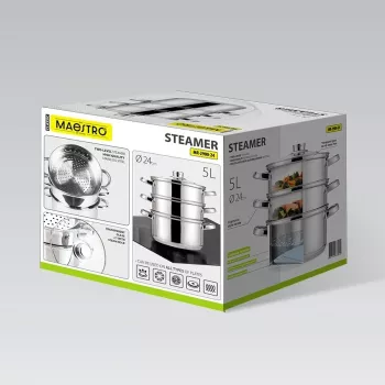 MEO MR-2900-24 MAESTRO Katls 24 cm 5.0 L Nerūsējošais tērauds ar stikla vāku, piemērots indukcijai
