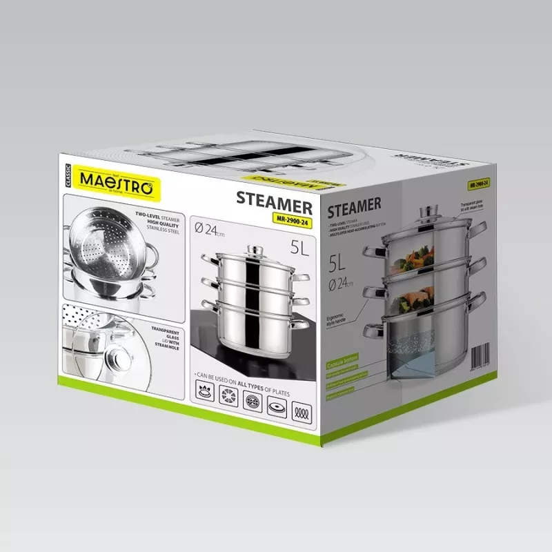 MEO MR-2900-24 MAESTRO Katls 24 cm 5.0 L Nerūsējošais tērauds ar stikla vāku, piemērots indukcijai