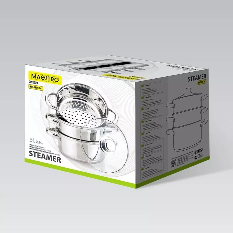 MEO MR-2900-24 MAESTRO Katls 24 cm 5.0 L Nerūsējošais tērauds ar stikla vāku, piemērots indukcijai
