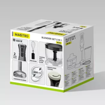 MEO MR-566 MAESTRO 500W rokas blenderis ar kapāšanas trauku, putotāju un mērtrauku