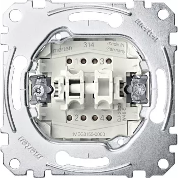 Merten System M dubultais spiedpogas ieliktnis 2 NO 10A 250V AC iegremdējami montējams MEG3055-0000
