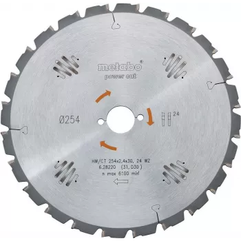 Metabo 628220000 ripzāģa asmens 254mm x 30mm x 60T kokam ar naglām, būvkokam, masīvkokam - paredzēts KGS 254 M, KGS 254 Plus, KGS 254 I Plus, KS 254 Plus