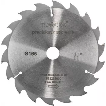 Metabo Classic ripzāģa asmens 165mm x 20mm urbums, 18 zobi, ATB, ar cietmetāla uzgalīti, kokam