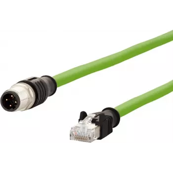 METZ CONNECT 142M1D15100 M12 uz RJ45 rūpniecības Ethernet kabelis, D-kodēts, 4-polu, AWG 22, 10m, zaļš