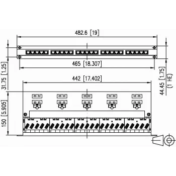 METZ CONNECT BTR UAE 25x8(8) Cat.6 ekranēts savienojumu panelis, 25 porti, 1U, gaiši pelēks 130887-E