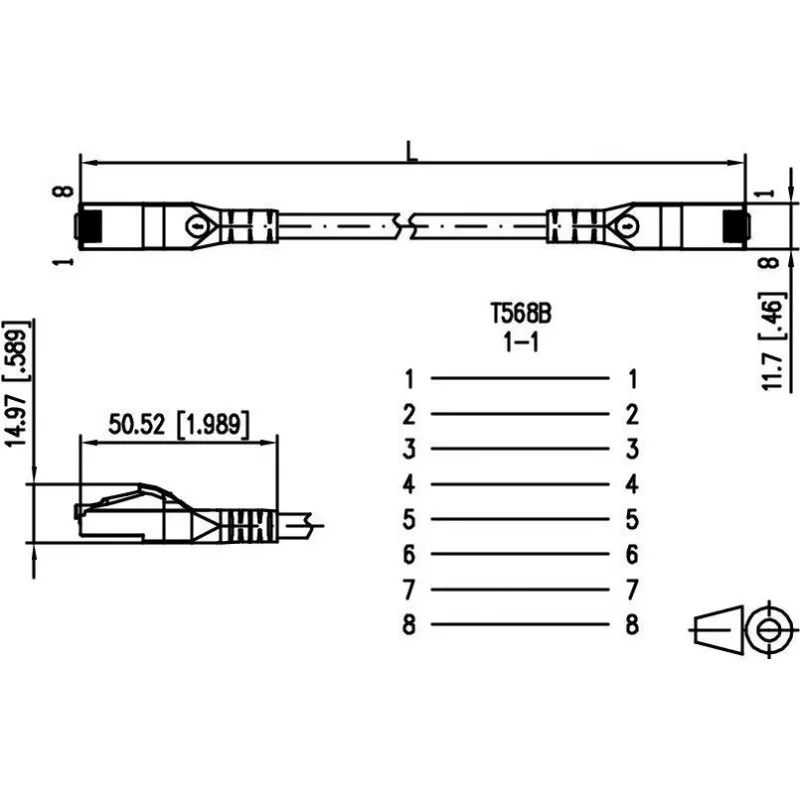METZ CONNECT Cat.6A S/FTP tīkla kabelis RJ45 uz RJ45, 10GBase-T, 0,5m, pelēks, LSZH, zelta kontakti 1308455088-E