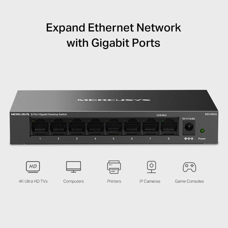 MEU Mercusys MS108G 8 portu gigabitu galda komutators