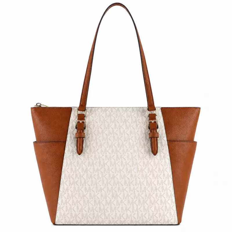 MICHAEL KORS Cece Vanilla Sieviešu plecu soma ar ķēdes siksnu