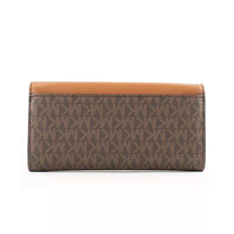 Michael Kors Jet Set Travel brūna Signature pārklāta audekla portfeļa crossbody soma 35F3GTVE7BBRO