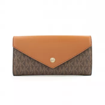 Michael Kors Jet Set Travel brūna Signature pārklāta audekla portfeļa crossbody soma 35F3GTVE7BBRO