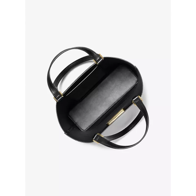 Michael Kors Jet Set Travel Saffiano ādas plecu soma Melna 35S4GX9T1BBLA