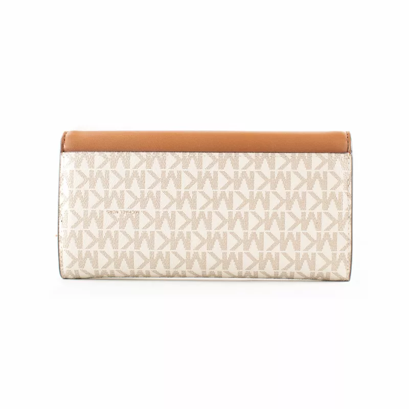 Michael Kors Jet Set Travel Vanilla Signature pārklāta audekla crossbody soma 35F3GTVE7BVAN
