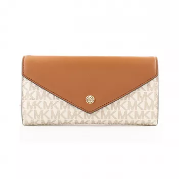 Michael Kors Jet Set Travel Vanilla Signature pārklāta audekla crossbody soma 35F3GTVE7BVAN