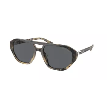 Michael Kors Vīriešu saulesbrilles MK2219U394287 - Melns acetāta rāmis, pelēkas polikarbonāta lēcas, 57 mm