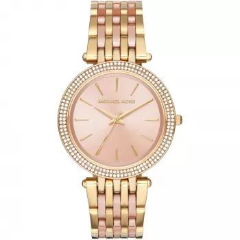 Michael Kors MK3507 Sieviešu rožu zelta toņa nerūsējošā tērauda pulkstenis ar kristāla akcentiem
