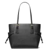 MICHAEL KORS Voyager Sieviešu Melna Crossgrain Ādas Tote Soma 31x28x15 cm