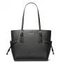 MICHAEL KORS Voyager Sieviešu Melna Crossgrain Ādas Tote Soma 31x28x15 cm