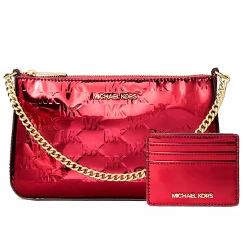 MICHAEL KORS Sieviešu somu komplekts 35F5GGZD6OCHE - Signature pārklāta audekla crossbody soma ar atbilstošu somiņu (24x15x8 cm)